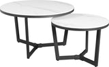 Coffee table set of 2 Brady Rond Marmerlook White