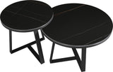 Coffee table set of 2 tanner round marble look black