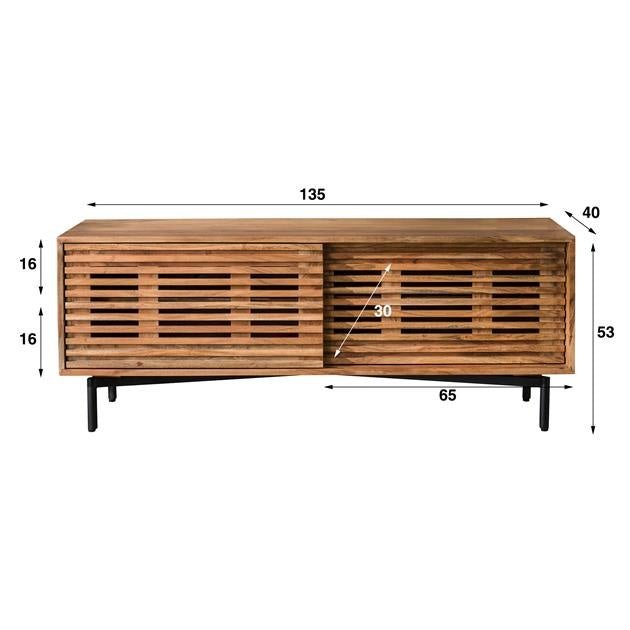 TV Meubel Monja DH Interior Acacia LxBxH 144x49x49 Acaciahout Witfoto maatindicatie