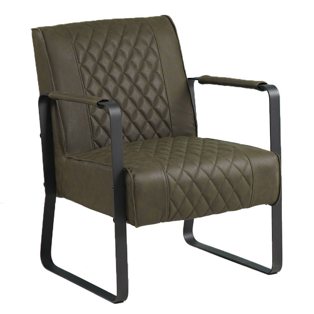 Fauteuil Peter Dimehouse Groen LxBxH 68x62x45 Kunstleer Witfoto schuin vooraanzicht