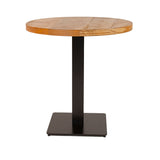 Eettafel Bistrotafel Rond Dimehouse Bruin LxBxH 77x77x7 Mangohout Witfoto vooraanzicht