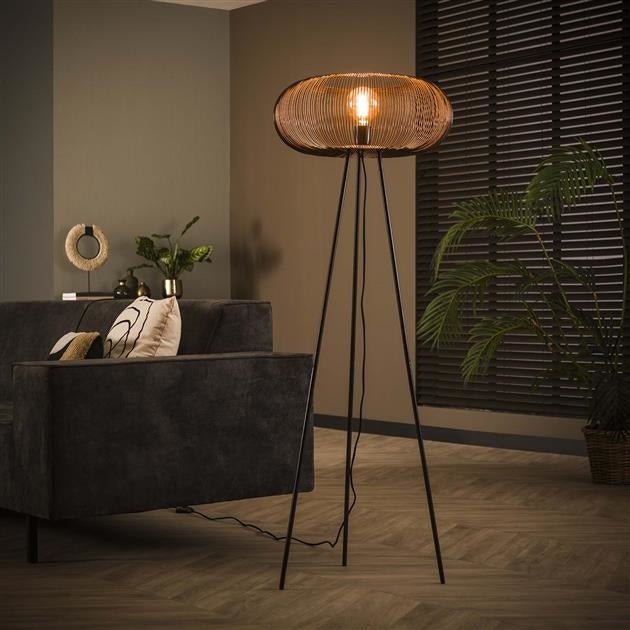 Vloerlamp Jill DH Interior Zwart LxBxH 65x53x27 Nikkel Sfeerfoto schuin vooraanzicht