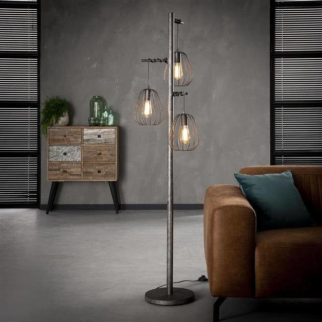 Vloerlamp Mauro DH Interior Oud zilver LxBxH 76x46x37 Oud zilver Sfeerfoto schuin vooraanzicht