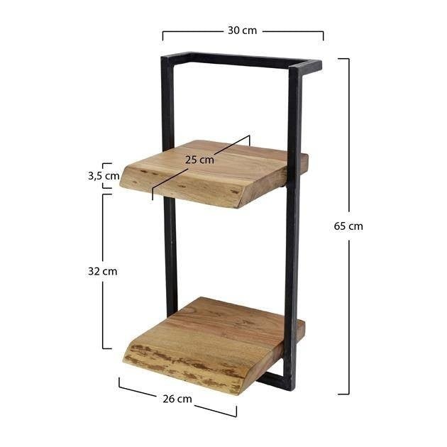 Wandplank Aberdeen DH Interior Acacia LxBxH 65x32x12 Acaciahout Witfoto maatindicatie