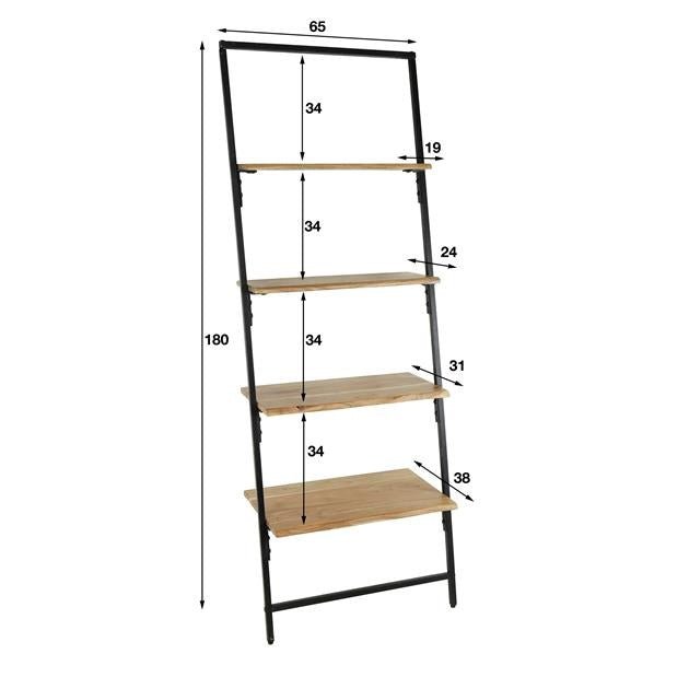 Wandkast Henrik DH Interior Acacia LxBxH 185x8x4 Acaciahout Witfoto maatindicatie